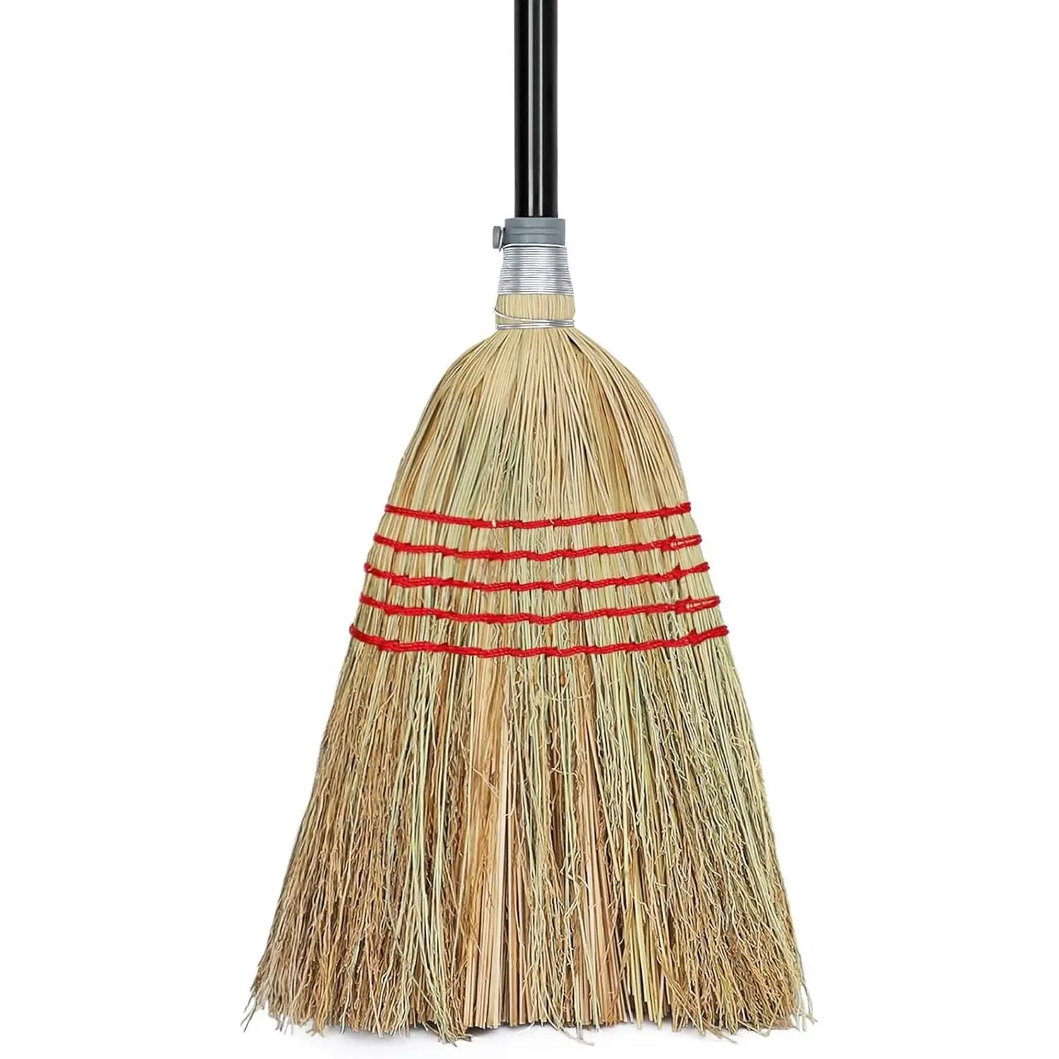 Corn Broom for Indoor & Outdoor Use, Household Broom Suitable for Sweeping Gravel, Fallen Leaves, Sand on Yard, Garage, Lawn, Stone Path & Concrete Floor