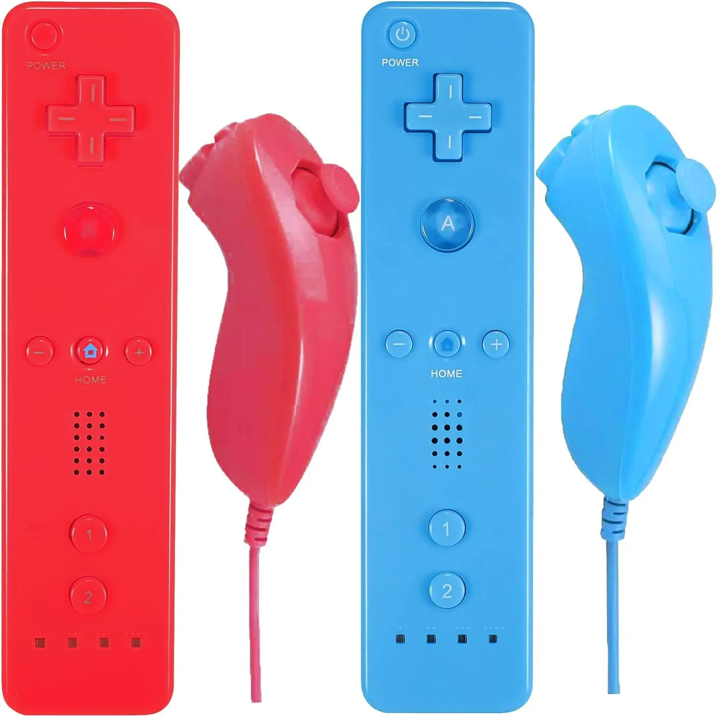Controller for Wii Remote and Nunchuck,  Controllers Compatible with Wii/Wii U with  Case and Wrist Strap (Red and Blue)