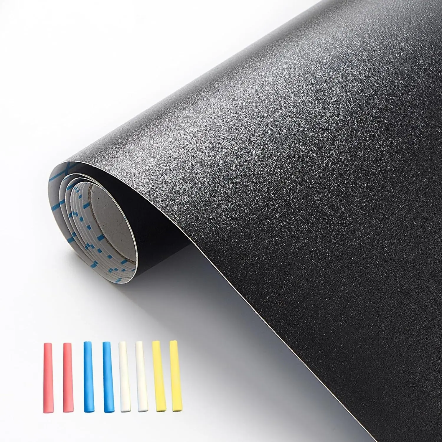 Chalkboard Wallpaper Peel and Stick, 17.5"x78.7" Blackboard Contact Paper Self Adhesive, Vinyl Chalk Board Wall Sticker with 8 Colorful Chalks & 1 Rag