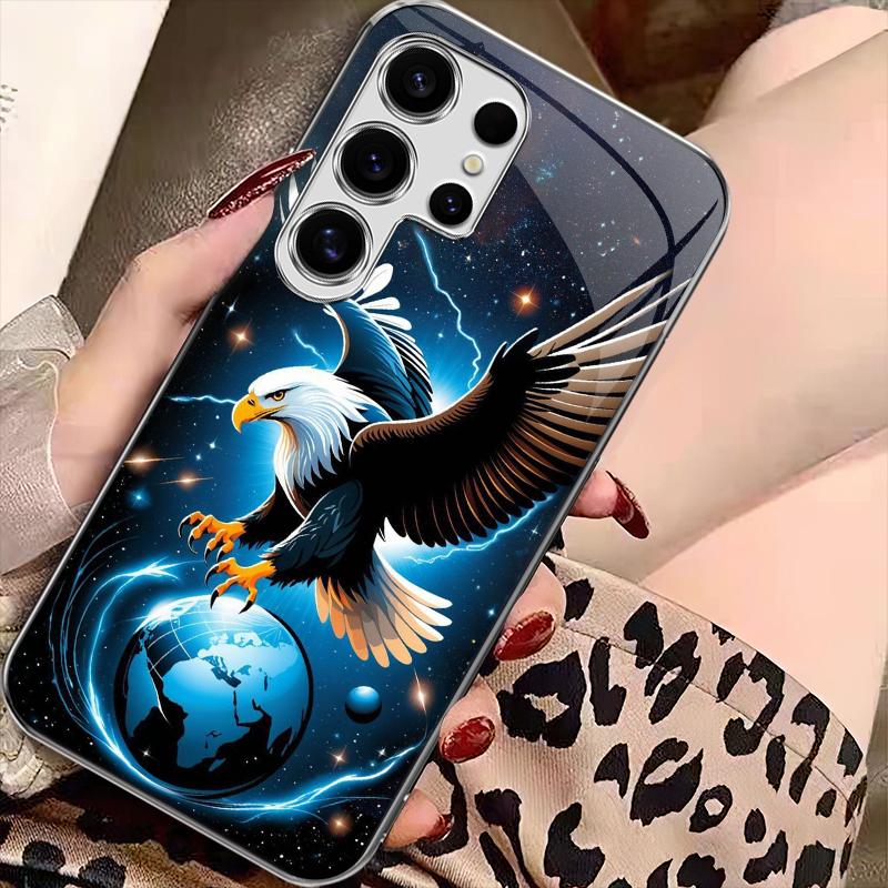Suitable for Galaxy S25 S24 S23 S22 S21 S20 S10 S9 A16 A15 A14 A13 A12 A55 A54 A53 A52 A51 A35 A32 A23 A71 Note20 Note10 Note9 Ultra Plus Fe Light luxury crystal eagle pattern and scorpion glass electroplated mobile phone case, exquisite and gorgeous-888
