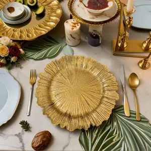 Elegant Embossed Decorative Plates, 4-10 Pcs Set, 33cm Wave Edge Design, Durable & Easy Clean, Perfect for Parties & Home Use