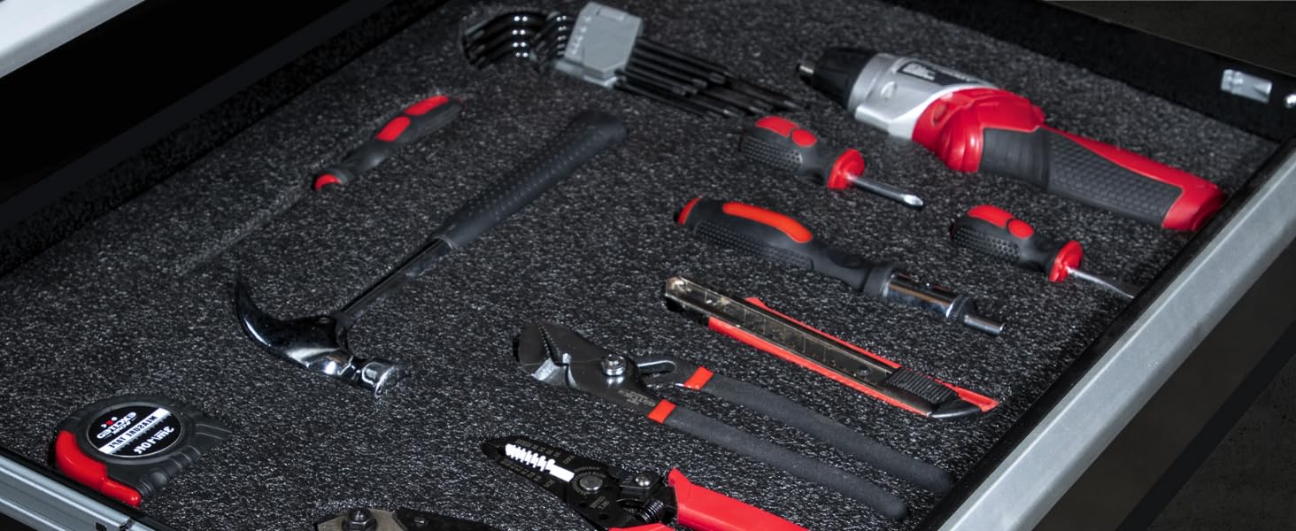 Tool Box Foam 48x16x2 inch 1PC, Foam Inserts for, Polyethylene Sheets for Toolbox Hard Case, Tool Shadow Insert, Kaizen Organizer Sheet, Black with Red