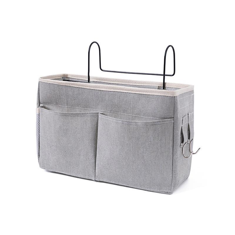 Bedside Caddy/Bedside Storage Bag Hanging Organizer for Bunk and Hospital Beds,Dorm Rooms Bed Rails,Can be Placed Glasses,Books,Mobile Phones,Keys (Grey)