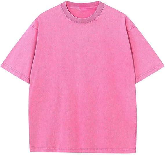 Men's Oversized Cotton T-Shirts Loose Fit Vintage Washed Tee Unisex Short Sleeve Casual Shirts Tops