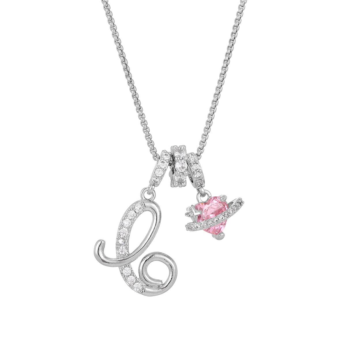 Initial Heart Necklace for Women | 18K  Plated | Pink Cubic Zircon Pendant with Diamond Inlaid Letter | Fashion Luxury Jewelry | Perfect Gift for Christmas, Birthdays, Anniversaries & All Holiday Occasions