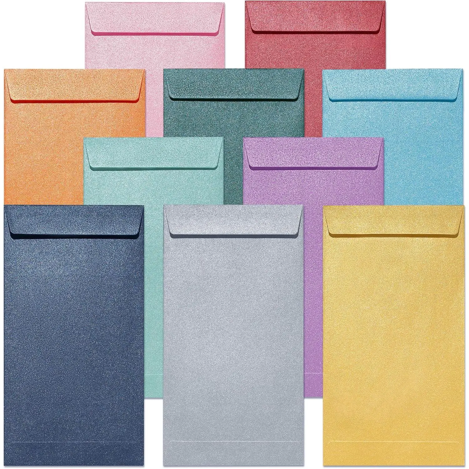 Envelopes for , 100-Count Colorful Envelopes for  Gifts, Saving Challenges, , Checks, Seeds, Small Items, 3.5 x 6.5 Inches, Luxe Gleam Collection, 10 Colors