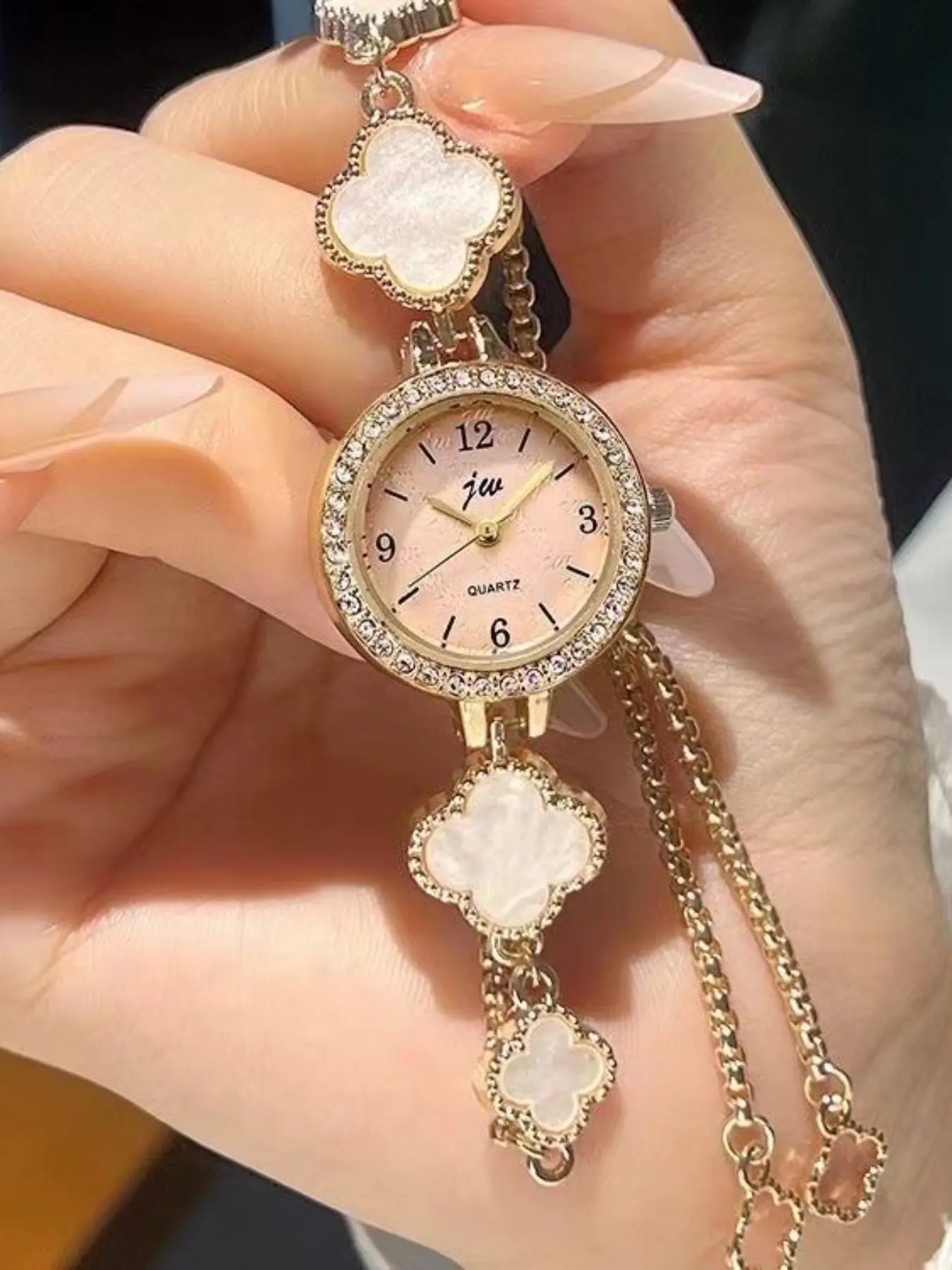 High-Quality Luxury Pull Cord Wristwatch, Fashion Floral Pull Cord Band Women's Watch, Multi-Functional Accessory Bracelet, Quartz Watches, Gift