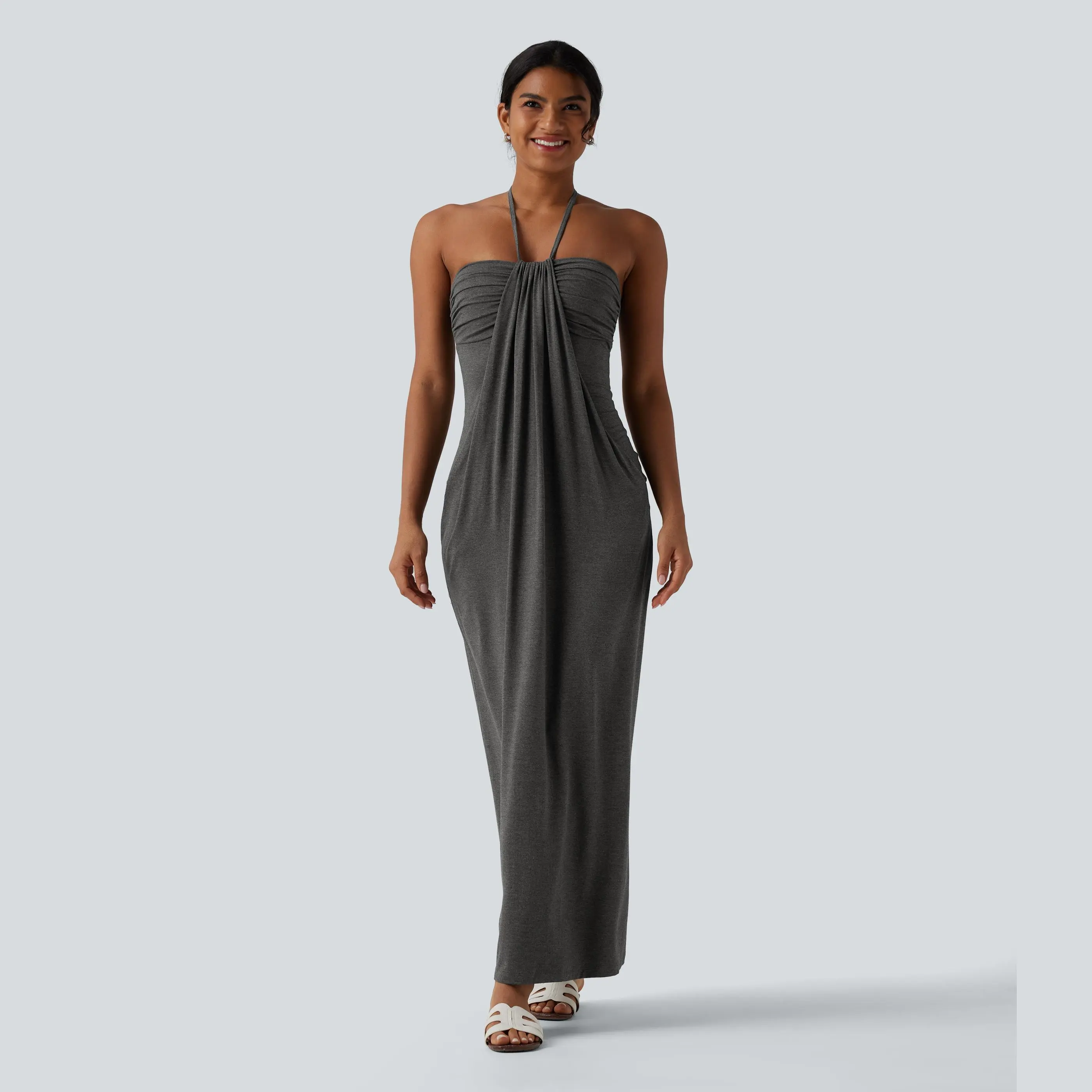 Halara Halter Tie Back Maxi Dress with Pockets