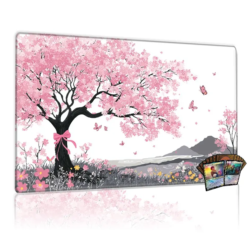 Cherry Blossom Scenic Game Playmat - 12x24in Perfect for TCG MTG Battles, Non-Slip Design for Home Gatherings and Parties, Great Gift for Game Enthusiasts, Enhance Your Gaming Experience with Beautiful Artwork