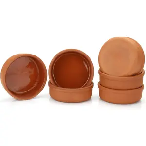 Mexican Clay Cookware Set (Set of 6)- Terracotta Cooking Pots, Bowls, Plates, and Serving Dishes - Premium Spanish Earthenware for Baking, Yogurt, Kheer, Meat, Vegetables, Turkish Cuisine - Cazuelas Cocina Mexicana -Clay Pot for Cooking