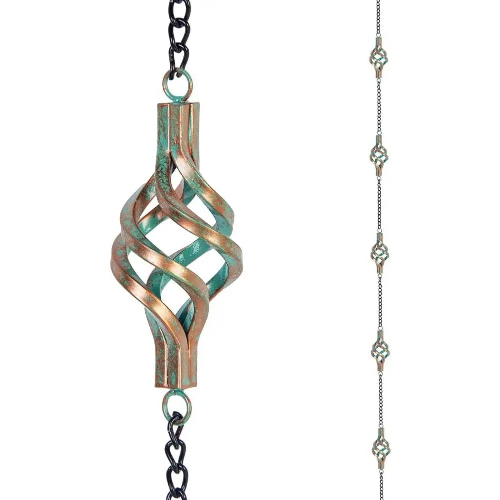 9.7FT Rain Chain, Iron Rain Chain for Gutters, Bronze Bird Cage Decorative Rain Chains for Downspouts Adjustable Length