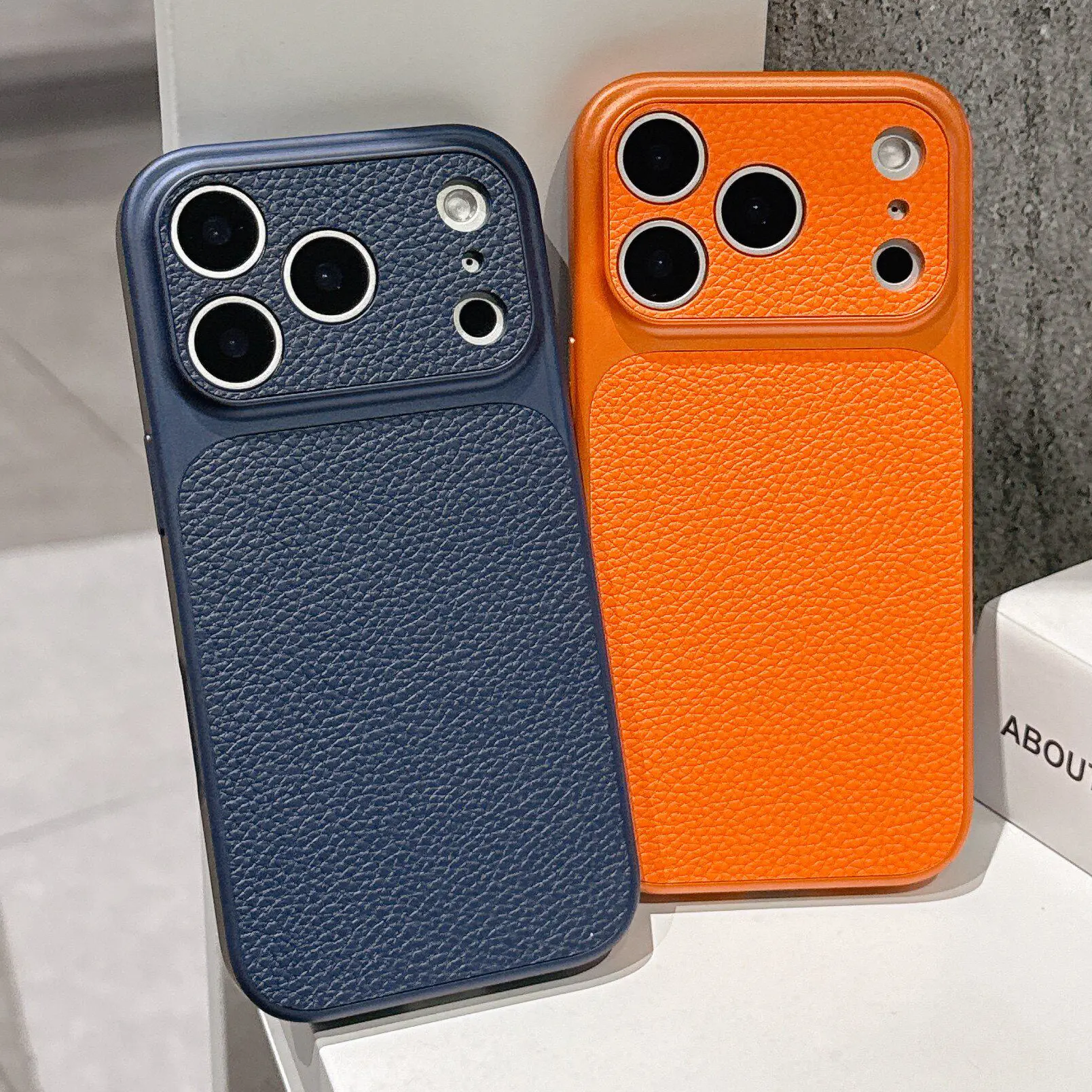 Luxury Leather Texture Phone Case for iPhone 17/16/15/14/13/12 Pro Max Plus Air , Premium PU Leather Anti-Scratch Shockproof Protective Cover with Full Camera Lens Protection, Business Style Case for Men Women