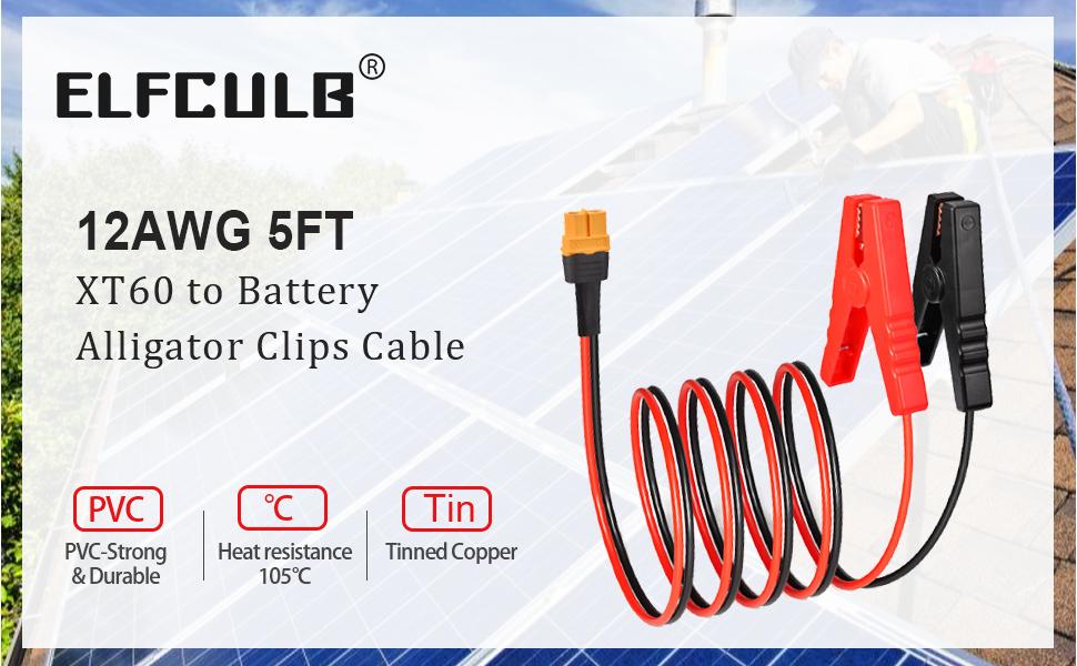 XT60 to Clips,12AWG XT60 Female Connector Quick Disconnect Cable Compatible for RC Battery Station Panel(5FT)