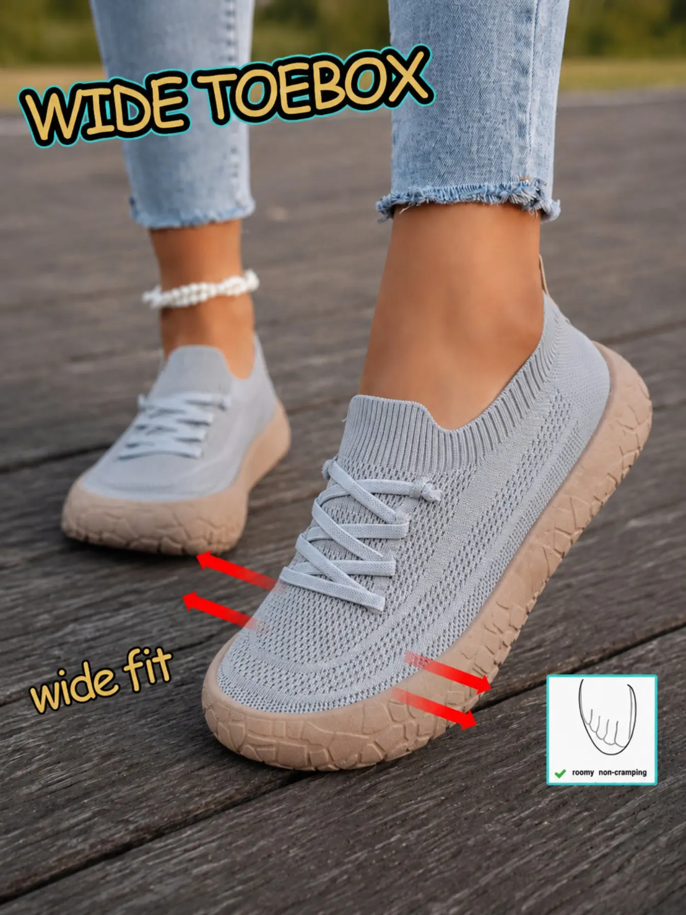 Women's Flyknit Breathable Slip-On Casual Rubber Shoes, Thick-Sole Anti-Slip Walking Flats, Multi-Color Options for Spring Footwear, Breathable Fashion Footwear