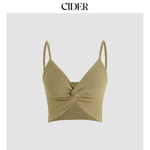 Cider [3 colors, size 2-10] Solid Rib Crop Criss Top