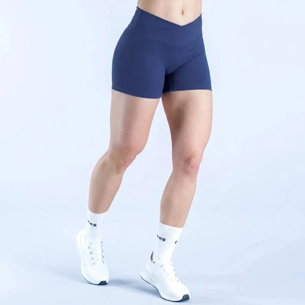 Seamless Yoga Shorts Women Crossover V Waist Biker Shorts High Waisted Tummy Control Gym Workout Shorts Fitness Activewear
