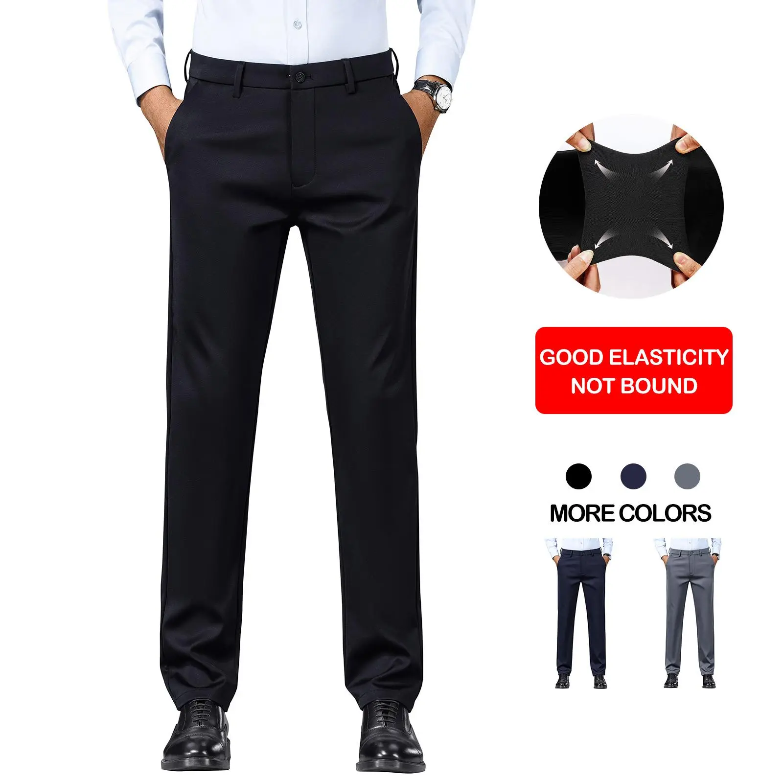Men’s high-elasticity casual pants; wrinkle-free men’s golf pants; high-end, comfortable business trousers; men’s formal long pants with good elasticity; straight-leg, regular-fit pants suitable for all seasons