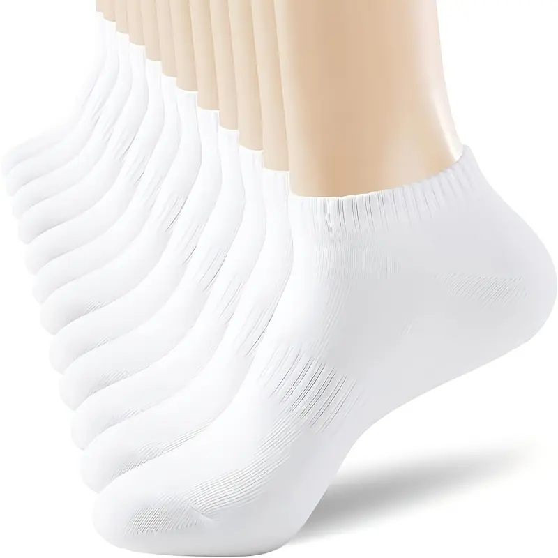 6-Pairs Mens Ankle Socks Size 9-11/10-13 Thick Cotton White No Show Invisible Socks