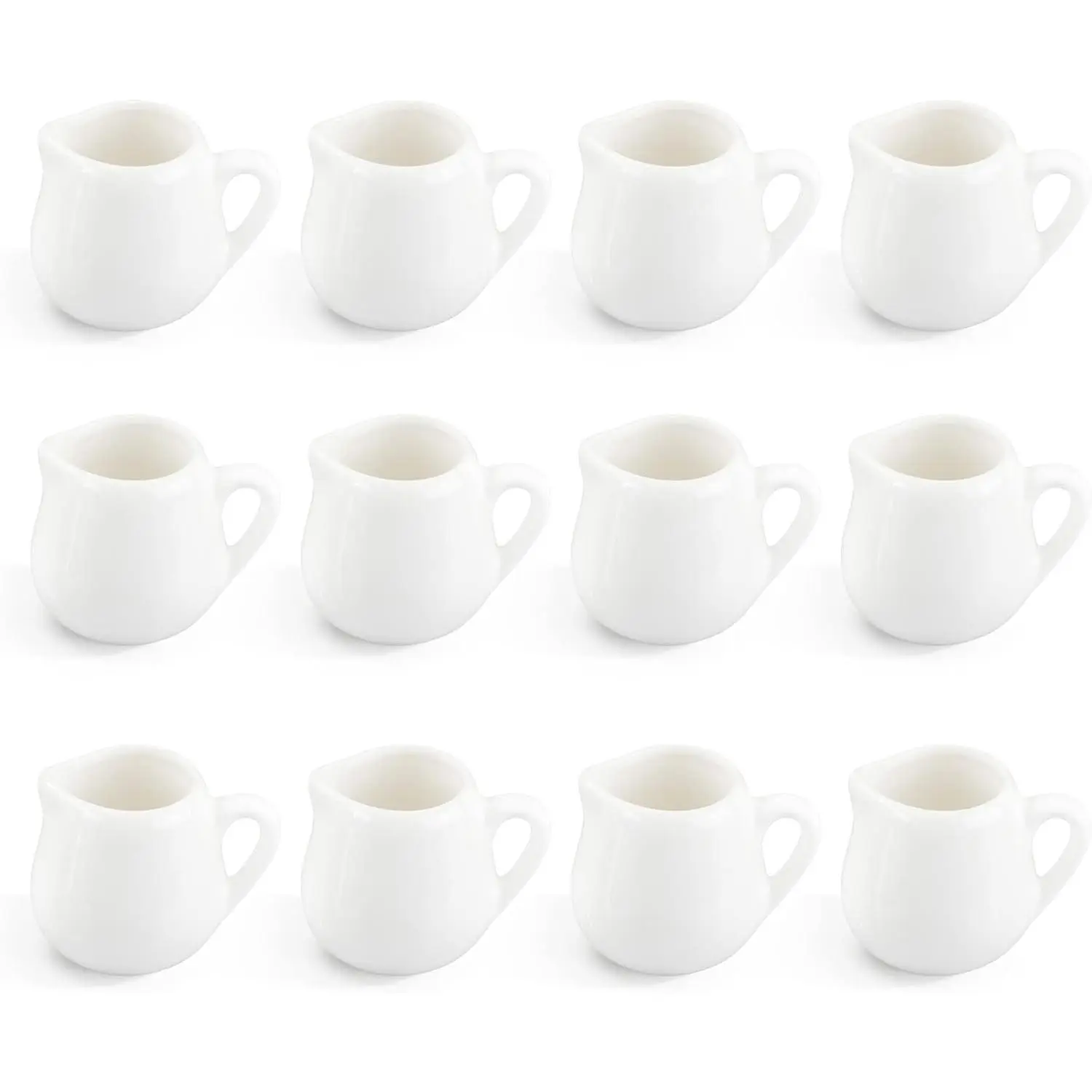 12PCS 3 OZ Mini White Ceramic Creamer Pitcher with Handle, Small Porcelain Dispenser for Coffee Tea Milk Syrup Sauce