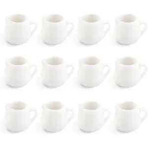 12PCS 3 OZ Mini White Ceramic Creamer Pitcher with Handle, Small Porcelain Dispenser for Coffee Tea Milk Syrup Sauce