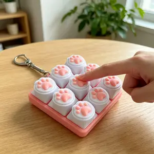 9-Grid Cat Paw Keycap Mechanical Stress Relief Toy, Reusable Pressable Sensory Calm Object for Adults and Children, Portable Comfort Item