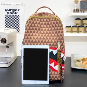 Men's 2026 Unique Plaid Shark Print Backpack, Large-Capacity Multi-Compartment Rucksack with Laptop Slot for College Students, Street Style Daypack for Daily Commute Outdoor Travel