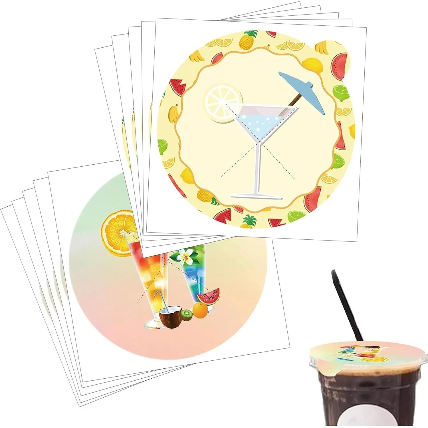 Alcohol Protection Drink Cup Cover Protector Stickers Drink Lid Stickers 50 Pack Adhesive Disposable Drinking Glass Cover Drink Protector 4 Inch Cup Cover for Drinks Protection Wine Cups & Glasses