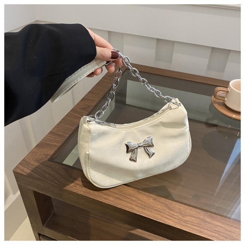 Sweet Little Fresh Bow Handbag Women Korean Armpit Crossbody Bag Chain Shoulder