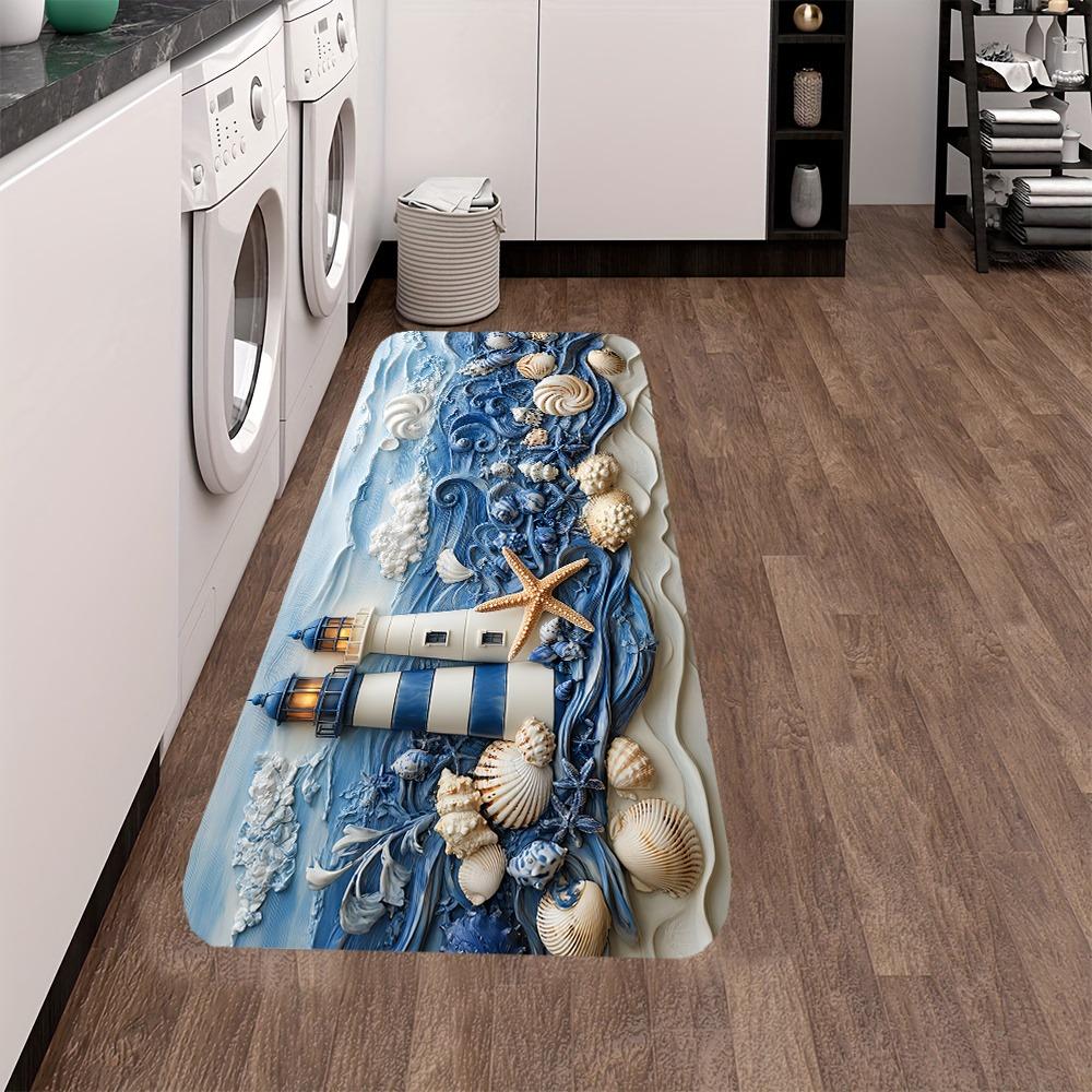 Coastal Lighthouse and Seashell Design Soft Comfortable for Living Room Bedroom Decorative Area Rugs Easy to Clean and Maintain Ideal for Home Decor Enhances Space Aesthetics Home Decor