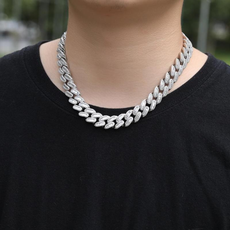 ICE HUE 15mm Baguette Cuban Necklace Zirconia European and American Fashion Street Culture Hip Hop Style Fashionable Jewelry Jewelry Accessories Streetwear ICE HUE 15mm Baguette Cuban Necklace Zirconia European and American Fashion Street Culture Hip Hop Style Fashionable Jewelry Jewelry Accessories Streetwear