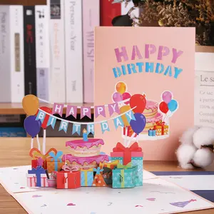 Premium 3D Pop Up Birthday Card Creative Handmade Luxury Greeting Cards High Quality Paper Carving Blessing Invitation Postcard Gift Bulk Wholesale