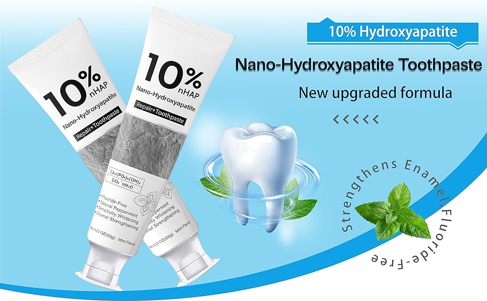 Nano-Hydroxyapatite Toothpaste |10% Hydroxyapatite -for Sensitive Teeth & Whitening | Fluoride-Free,Mint Flavor |Suitable for Adults & Kids Oral Care