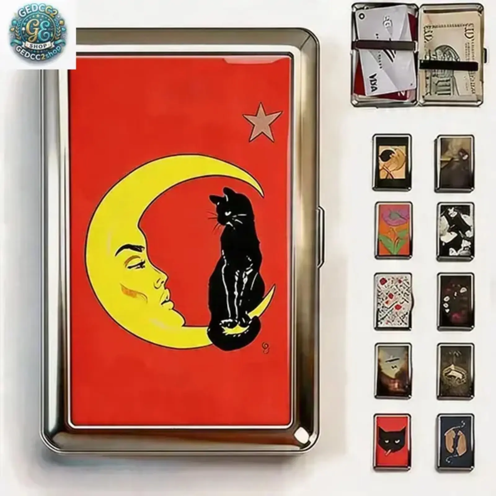 Vintage Retro Tin Card Holder Wallet, Metal Credit Card Storage Case with Snap Closure, Compact ID Organizer for Camping & Hiking Enthusiasts, Portable Accessory Gift
