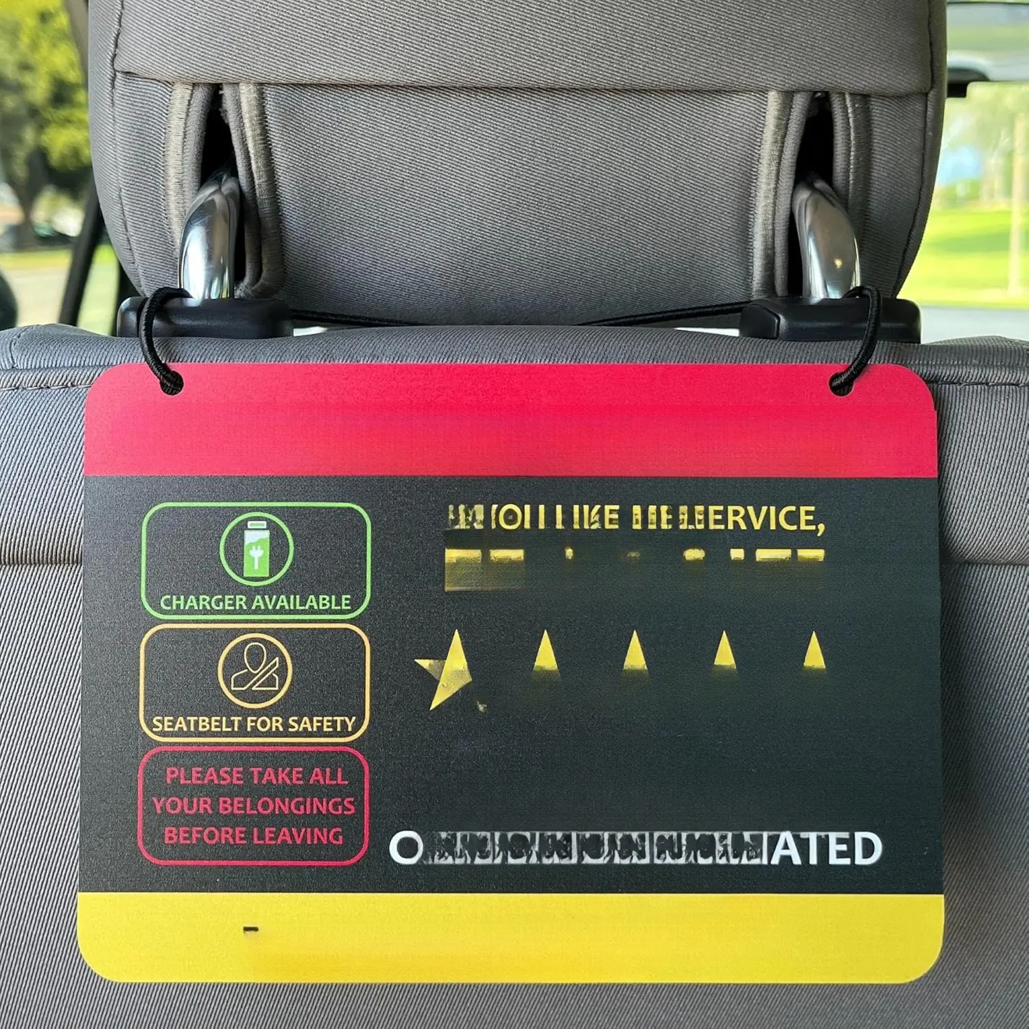 Compatible with Lyft & Uber (2-Pack) Tips Rating Appreciated Rideshare Accessories – 7" x 5" – Interior Acrylic Headrest Sign - Rate Me Tip No Smoking for 5 Star Rides for Ride-share