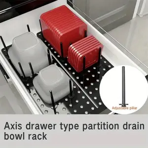 Adjustable Black Multifunctional Kitchen Countertop Storage Rack with Adjustable Columns - a Space-Saving Draining Rack And Cookware Stand, an Efficient Solution for Storing Plates, Bowls, And Pots, Perfect for Kitchen Organization