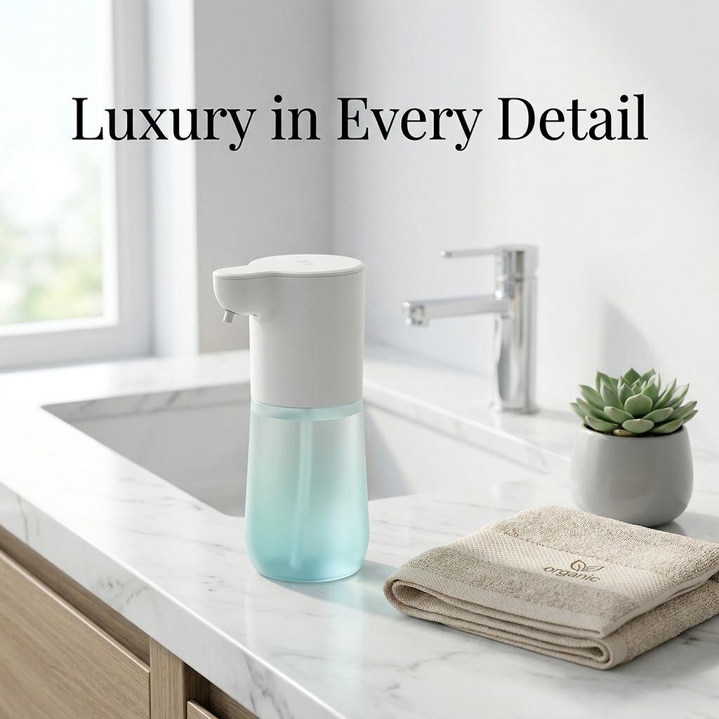 Intelligent Touchless Foaming Soap Dispenser| 350ml Large Capacity| USB-C Rechargeable with Built-in Battery| 0.25s Fast Induction| Minimalist Modern Home Aesthetic