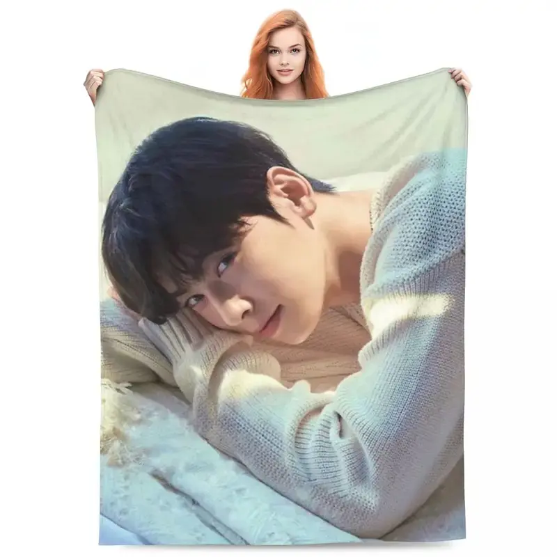 Comfort CHA EUN WOO Kpop ASTRO Blanket Accessories Bedding Decorative Throw Blankets Lightweight Thin Fleece for Bedroom