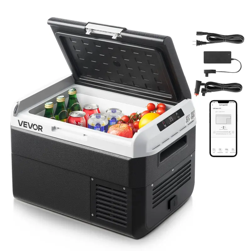 【Summerfinds】VEVOR 12 Volt Car Refrigerator, 26.4QT/25L Car Fridge, Portable Electric Cooler with -4℉~68℉ Adjustable Temperature, 12/24V DC and 100- 240V AC Compressor Freezer for Outdoor, Camping, Travel, RV