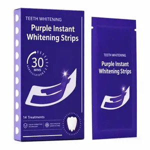 Nectarbellis Purple Teeth Whitening Strips Kit – 28 Strips for 14 Days, Enamel Safe & Whitening Without Sensitivity, Removes Yellow Stains & Bad Breath, Effective Color Correction for a Brighter Smile Gentle Daily Mint Scent Oral