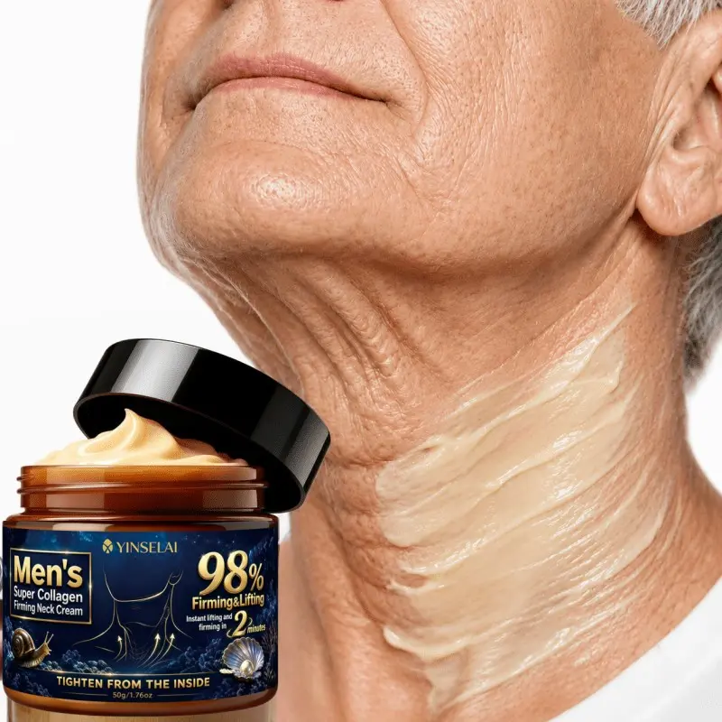 Men's Firming Neck Cream, Exclusive Skin Care, 10x Tightening Effect, Niacinamide Collagen, Quick Absorption, Day & Night Use, 50g/1.76oz