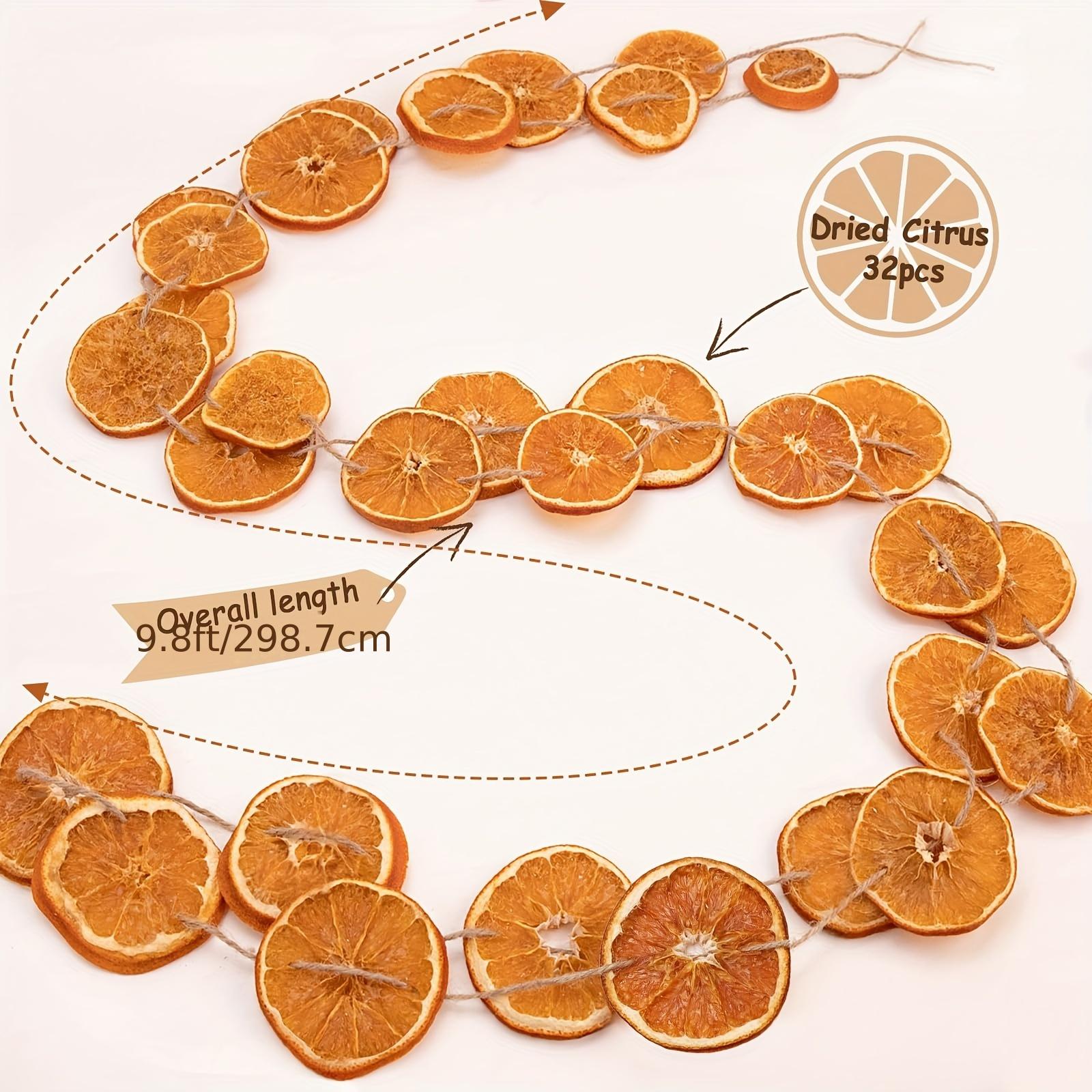 32pcs Dried Orange Slice Wreath Decoration- Spring Indoor Decor - Rustic Orange Garland for Mantle Front Door Fireplace Home Wall Doorway Window Decor Christmas Tree Porch Farmhouse,Daily Gift