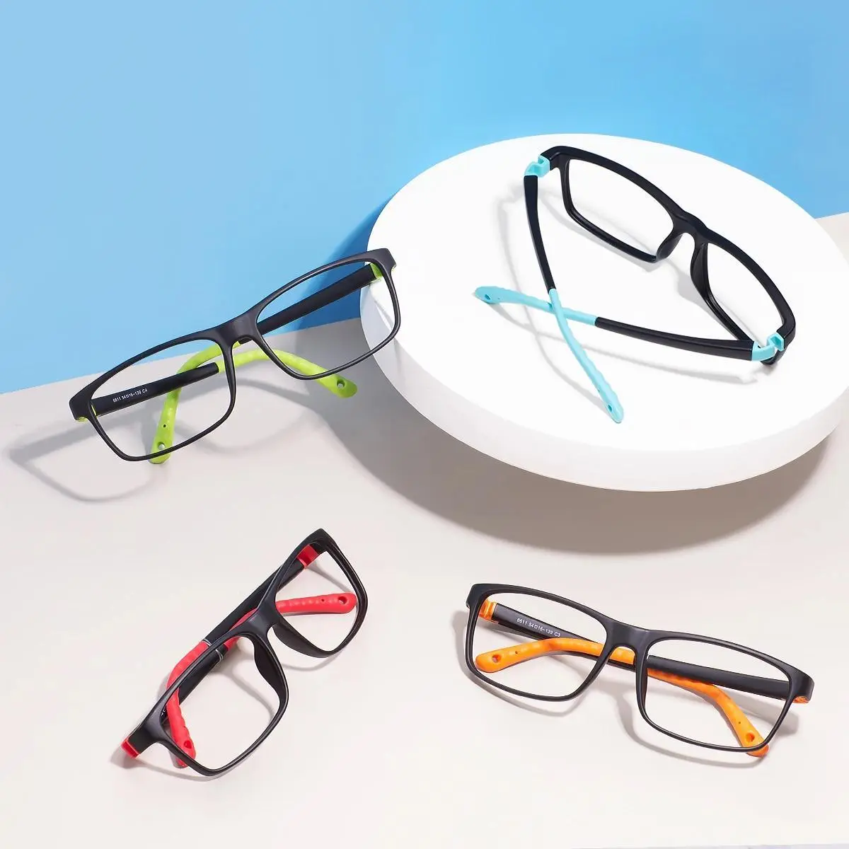 Ultralight TR90 Kids Boys Rectangular Full Rim Flexible Prescription Glasses Girls Plastic Square Children Optical Glasses