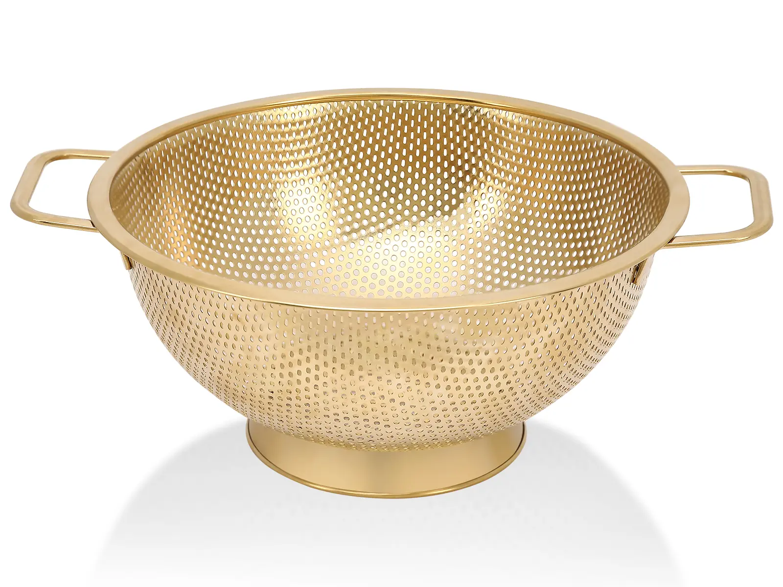 Gold Strainer for Kitchen, Stainless Steel Colander with Handle for Fruits Vegetables Cooking Food, Dishwasher Safe