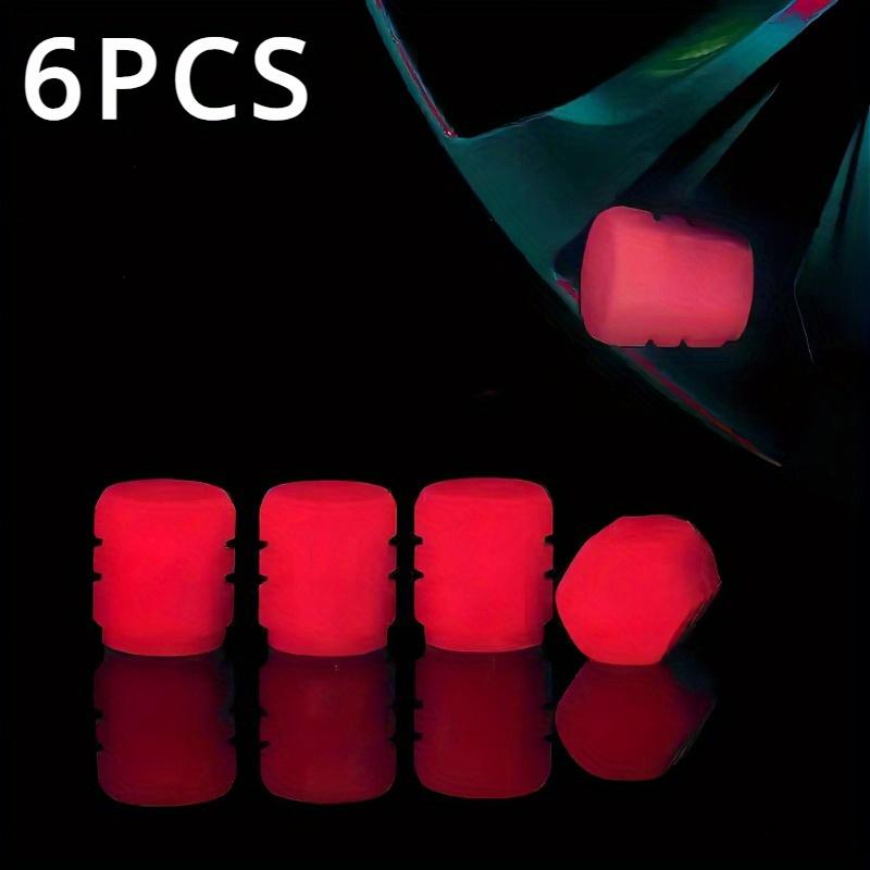 6-Pack Glow-In-The-Dark Valve Caps  Bright Nighttime Tire Decoration for Cars, Motorcycles, And Bicycles, Safe And Eye-Catching Additions