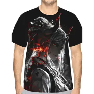 Men's 3D Digital Printed Short Sleeve T-Shirt - Lightweight Breathable Polyester Crew Neck Tee with Geometric Patterns, Cool Casual Shirt Suitable for Daily Wear, Machine Washable, S-3XL for Year-Round (Regular Fit)