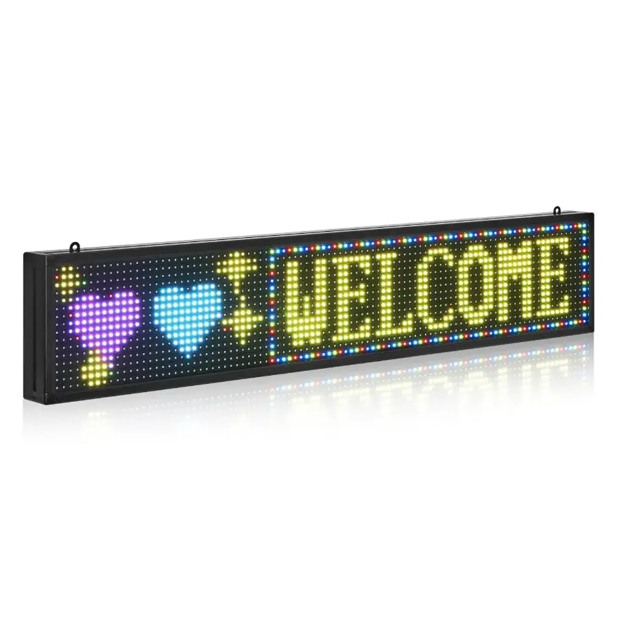VEVOR P10 Full Color Flexible Programmable RGB LED Sign, 52x8 in Digital Scrolling Panel with Bluetooth APP Control, Customizable LED Signage, DIY Text GIF Display Board, Wall Mount, Shop Advertising, Mood Lighting, Pro Signage, Programmable Rgb Led Lig
