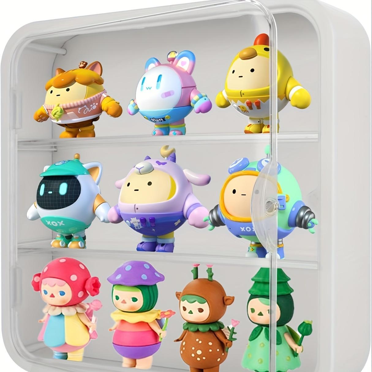 Large Wall-Mounted Display Rack for Doll Collection, 3 or 4-Tier Acrylic Storage Box with Magnetic Design, Space-Saving Clear Compartments for Action Figures and Accessories