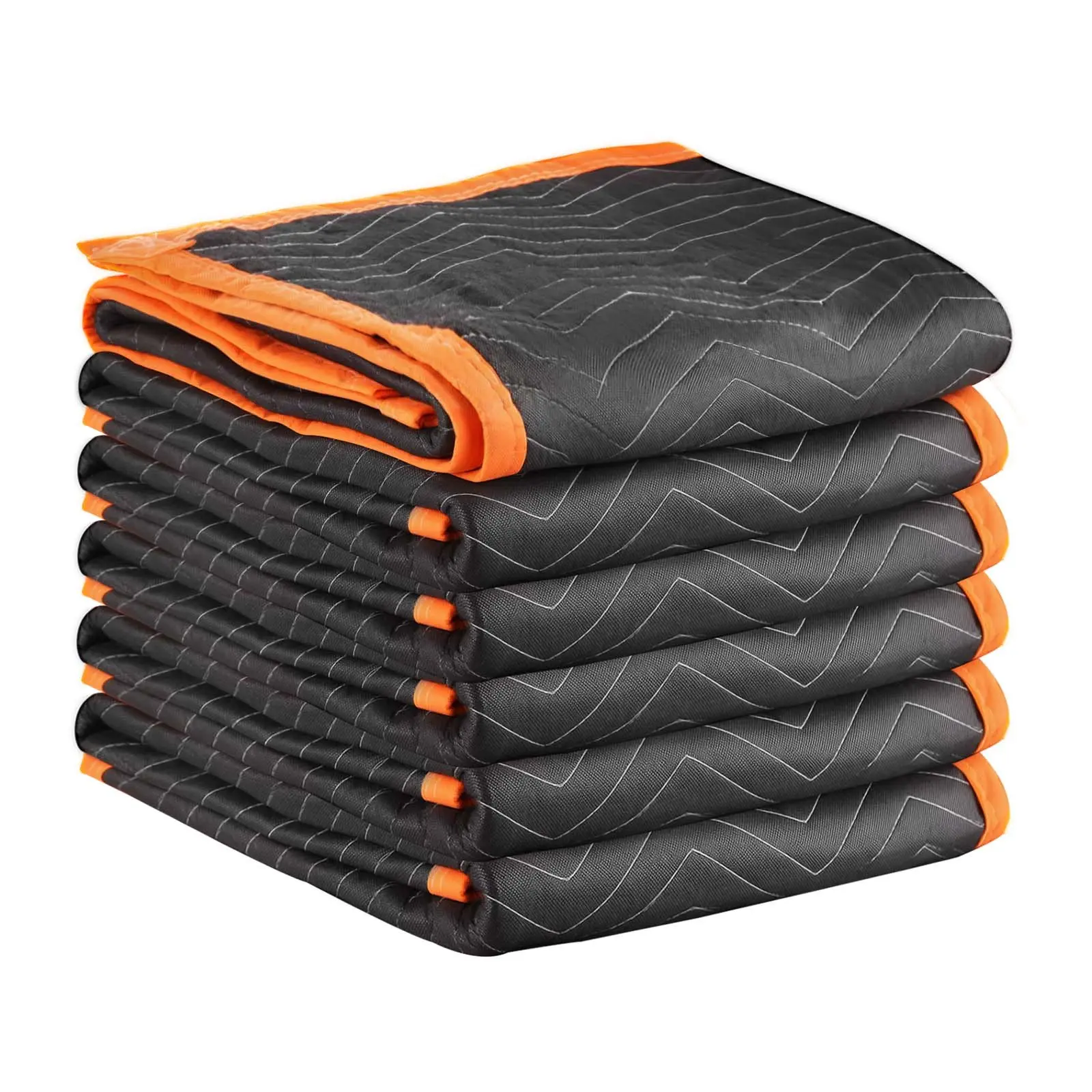 VEVOR Moving Blankets 6 Pcs, 72x 40 in (32 lbs/dz) Large Packing Blankets with Cotton Filling, Heavy Duty Nonwoven Fabric Padded Moving Blanket for Shipping, Wrapping, Protecting Furniture