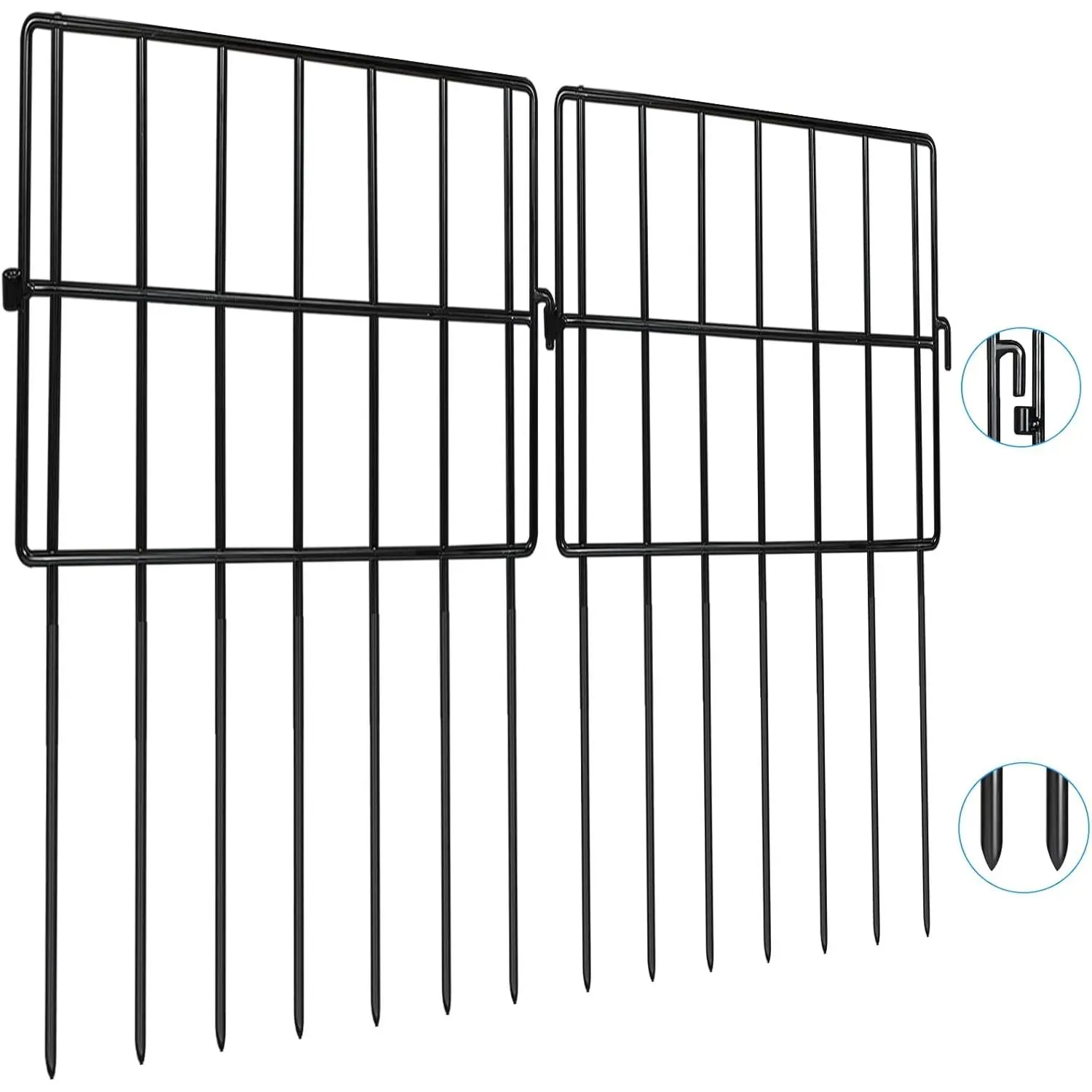 10 Pack  Barrier Fences, 1.5" Gap No Digging Garden Fence Panels, Metals Black Deterrent Fence for Dogs Rabbits, Decorative Fence for Outdoor Landscape Patio  10 ft(L)×13 in(H)