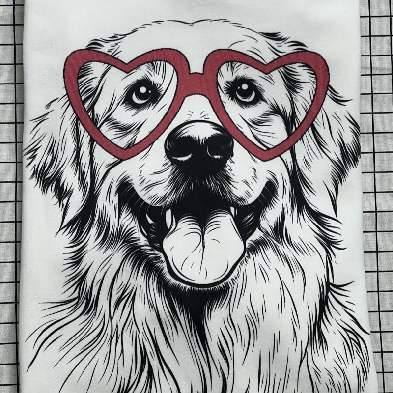 Cute Dog with Glasses Sweatshirt S-2XL White&Grey Adorable Cozy Pet Lover Casual Womenswear Soft Fabric Fun Graphic Design Perfect for Everyday Wear Long Sleeve Crewneck Sweatshirt